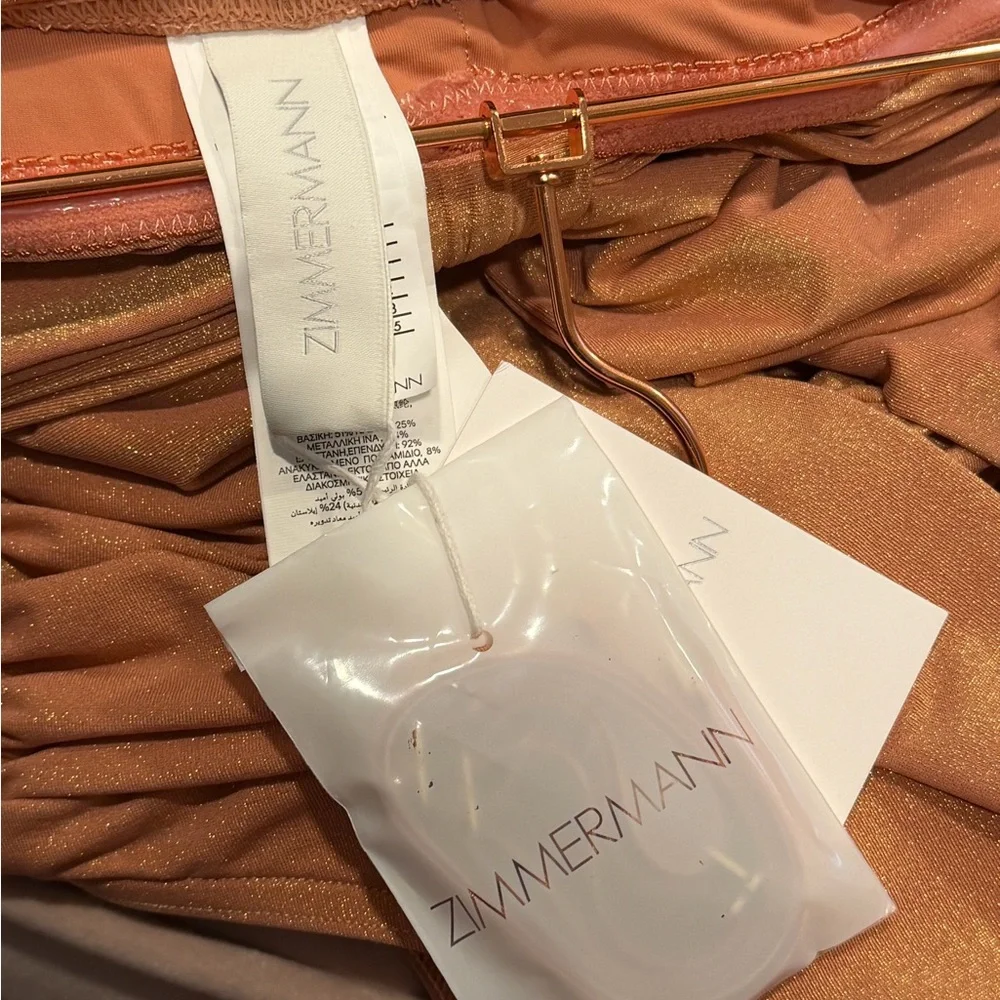 ZIMMERMANN Coco Metallic Drape Bow One-Piece Swimsuit -Shell Pink Sz: 1 (US 4-6) - Picture 10 of 12